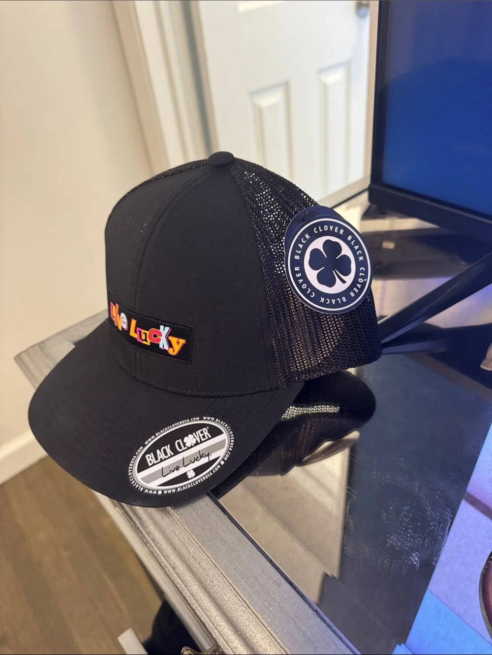 Live Lucky Black Hat with Colorful Patch